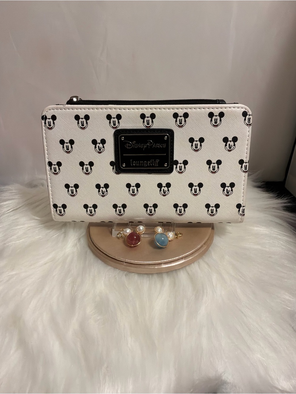 Loungefly Black & White Mickey Head Zip Wallet